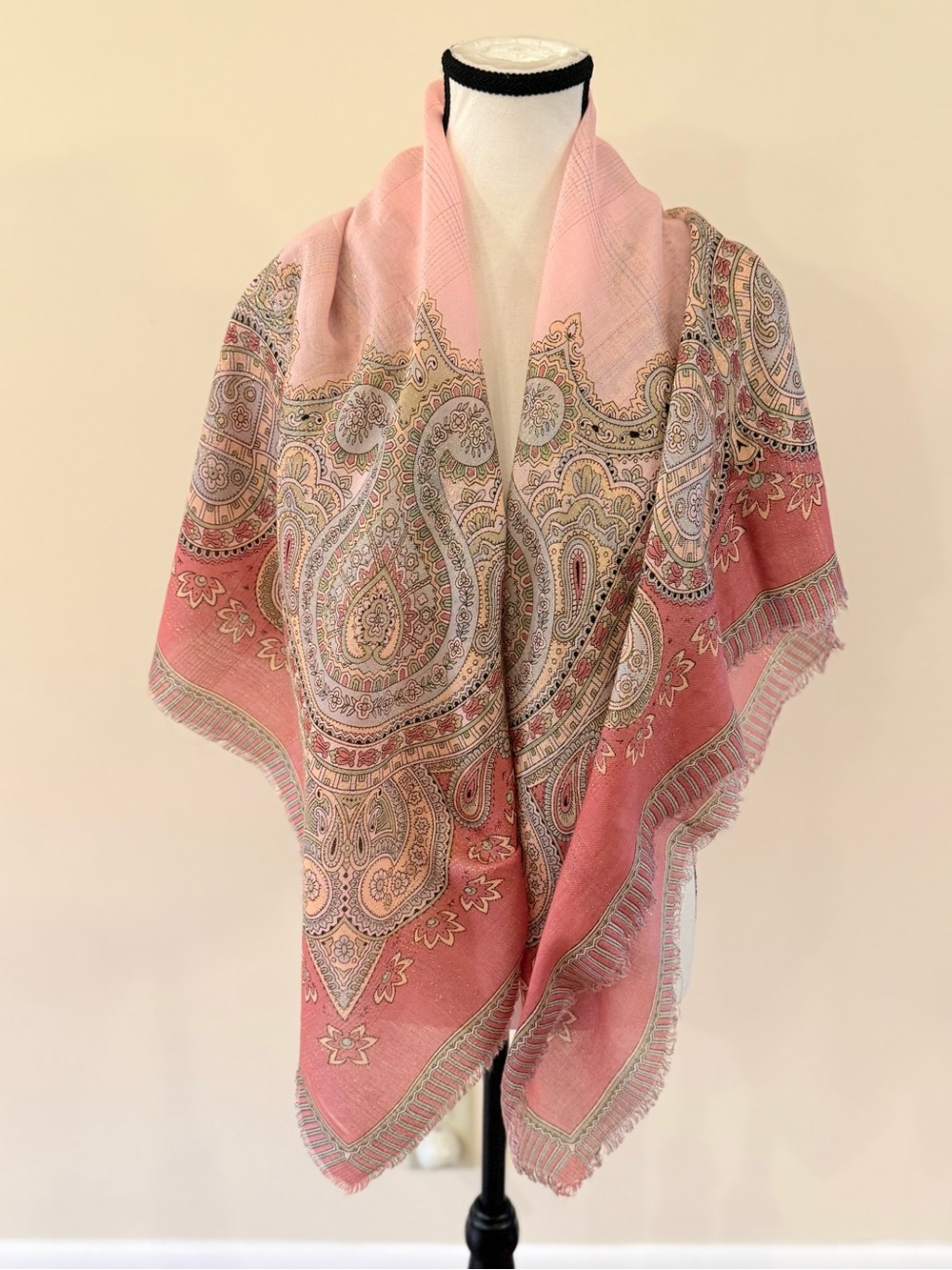 Pink Paisley Print Women's Wrap Scarf